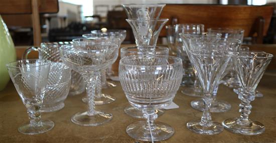 George V Coronation glass, rummers and other glassware